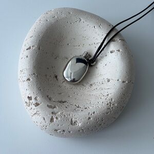 Elegant Silver Color pocket perfume bottle pendant On Black Cord necklace